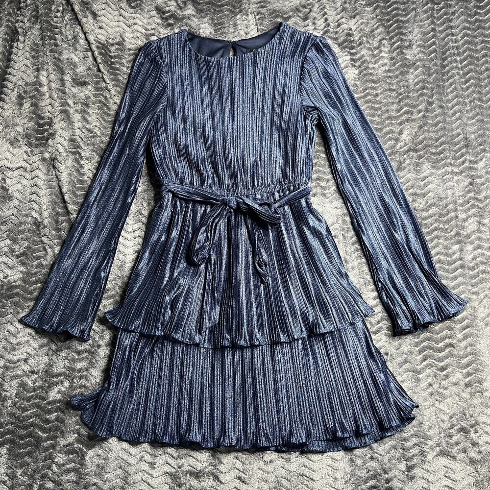 City Studio Womens blue Chiffon Tiered Sheath Dress Size XS